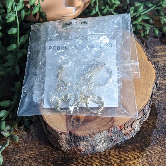NWT Rebecca Minkoff Gold Crystal Drop Earrings Gold Women's Size OS - Picture 7 of 7